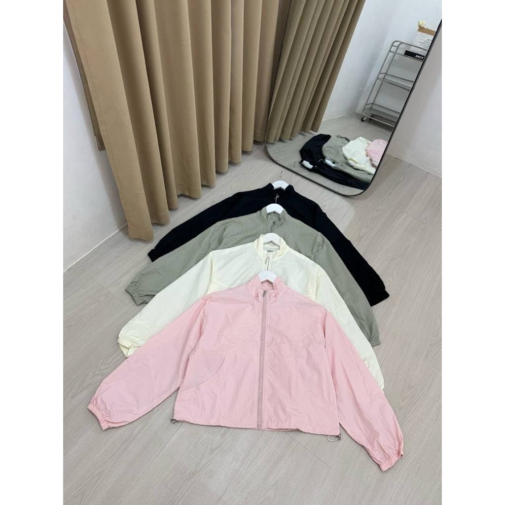Zhoe Parasut Jacket | Atasan Baju Outfit Jacket Olahraga run padel gym Parasut Import Premium Wanita