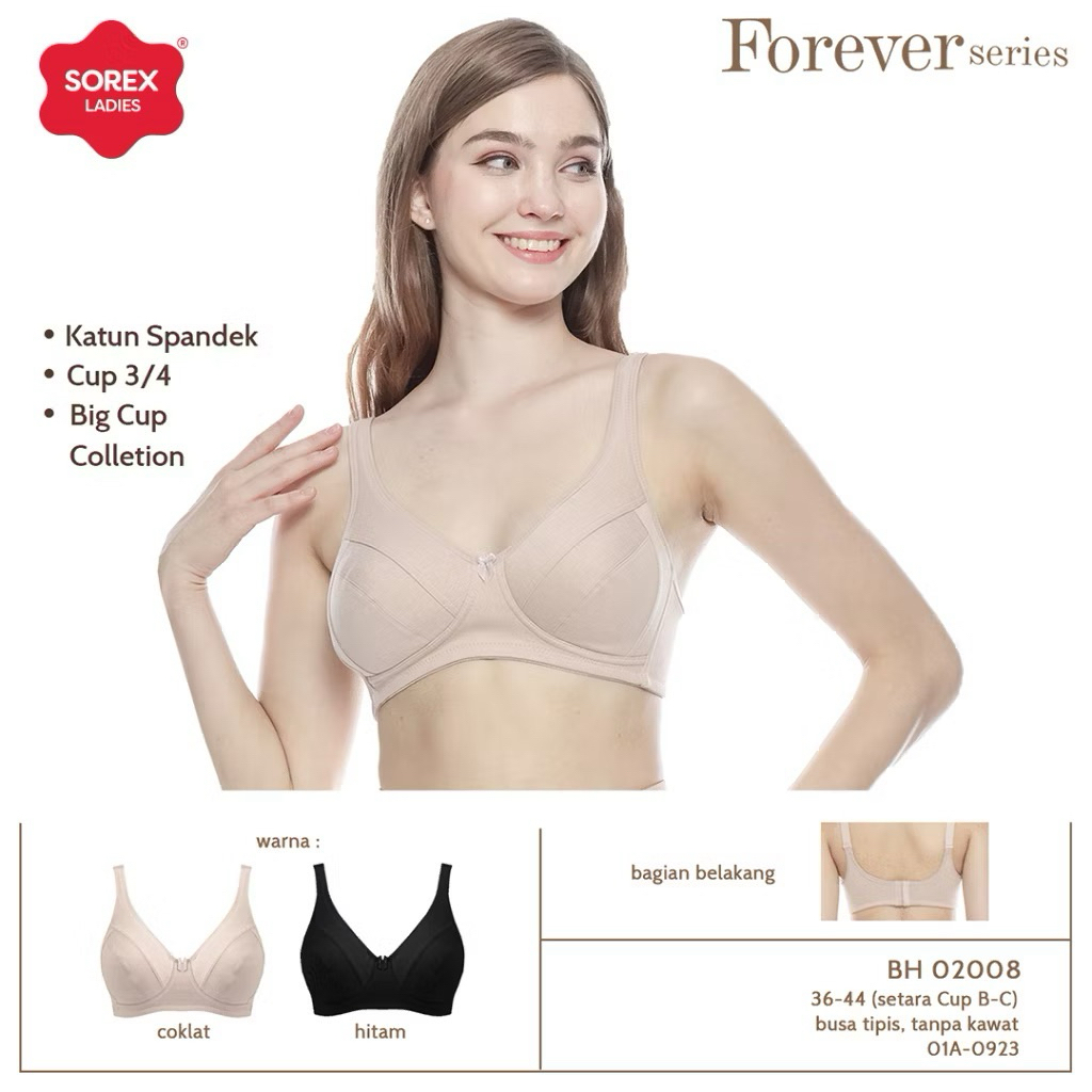 BH SOREX 02008 ORIGINAL CUP D CUP BESAR WANITA TANPA BUSA TANPA KAWAT THE SHEE