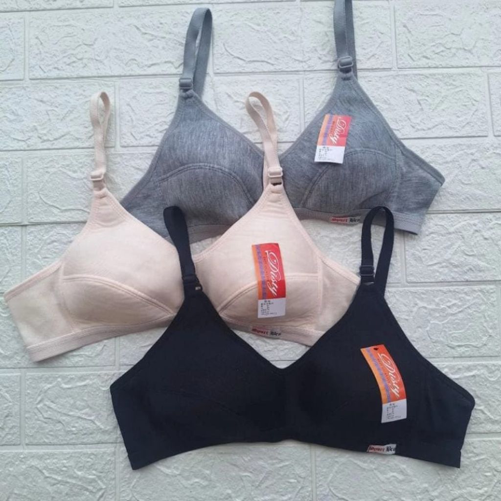 3pcs Bh wanita Dewasa dan remaja sport bra tanpa kawat dan busa ukuran 36-38-40