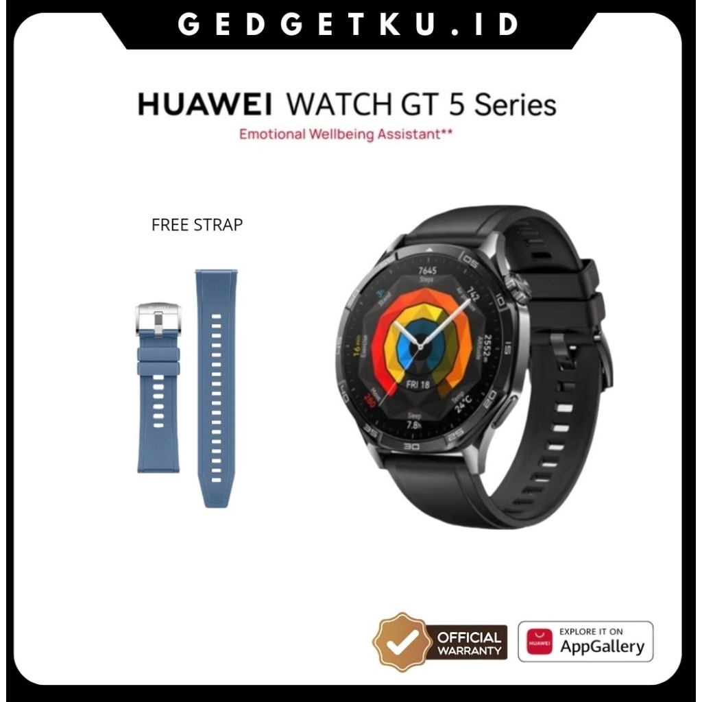 HUAWEI WATCH GT 5 BLACK 46MM | Free Strap |Batrai long 14 Hari