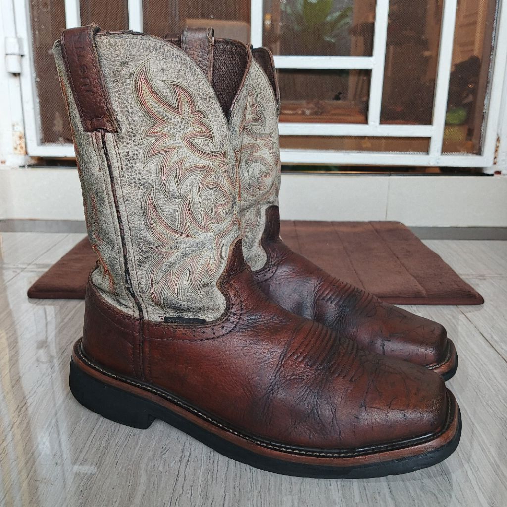 JUSTIN WK 4684 Driller 11" USA Brand Square Toe Work Boots Composite Toe Steel Toe Safety Boots Cowb