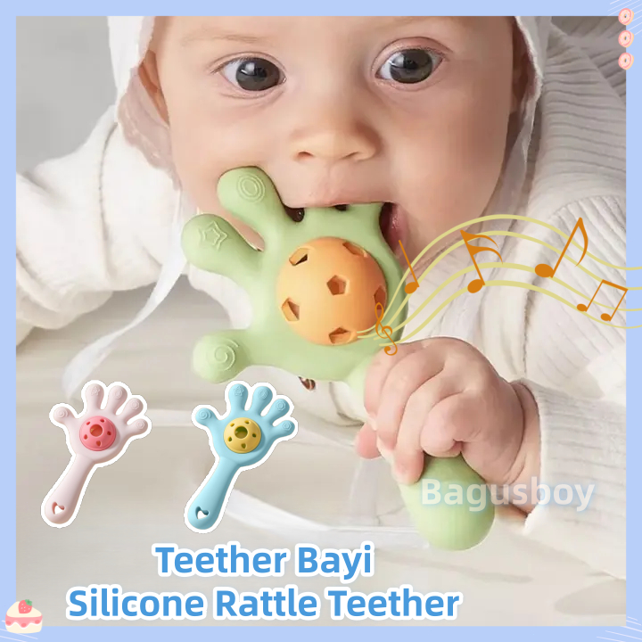 [Ready] Teether Bayi/Silicone Rattle Teether/Mainan Bersuara untuk Bayi Mainan/Mainan Anak Karet/Mai