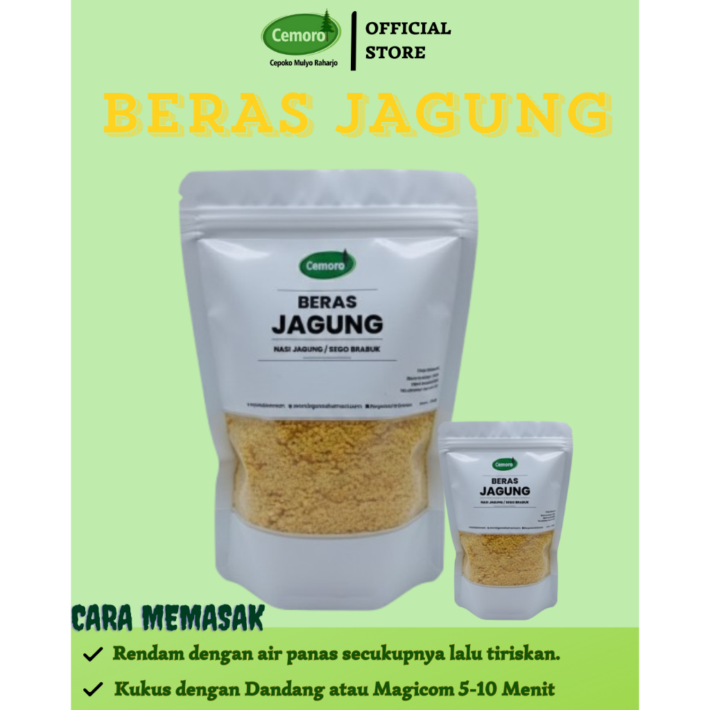 BERAS JAGUNG ASLI NGAWI "CEMORO"  500 gr / SEGO JAGUNG / NASI JAGUNG / SEGO BRABUK