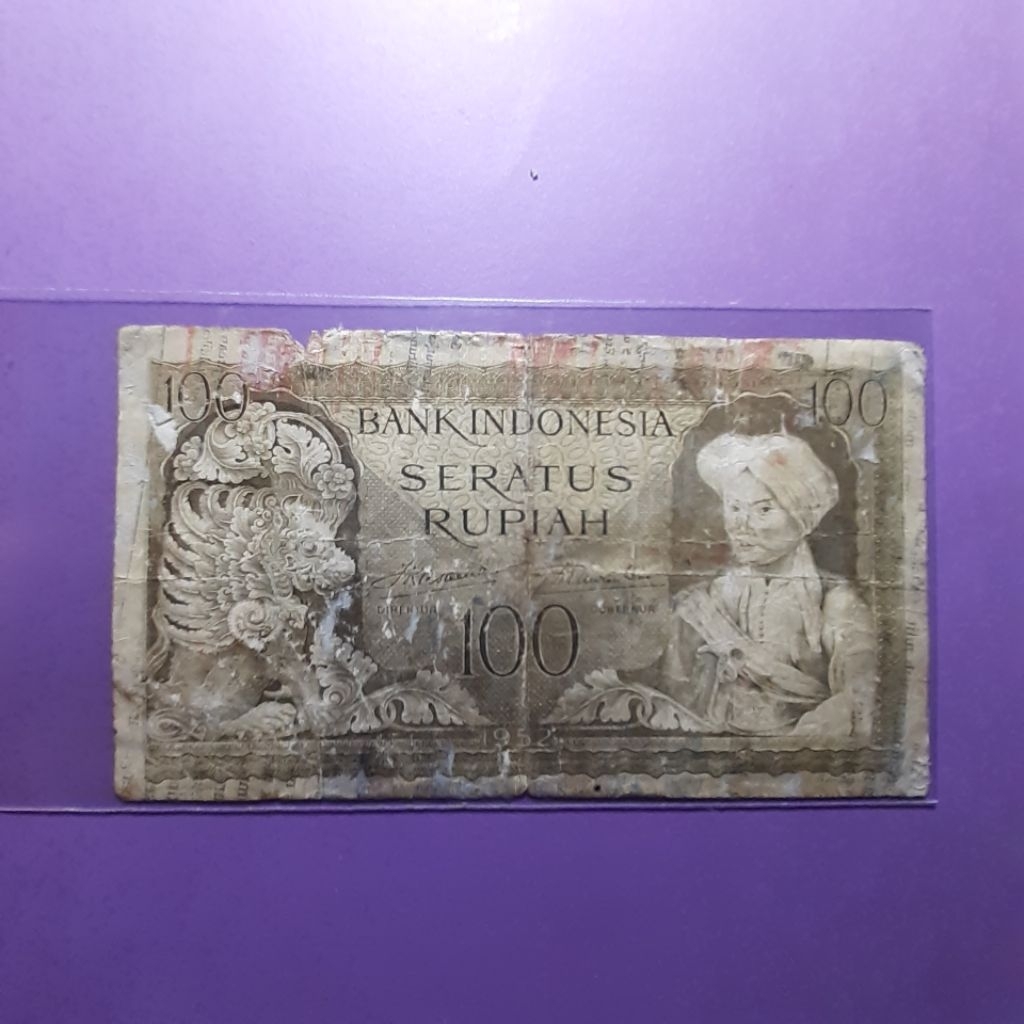 uang kuno 100 rupiah budaya tahun 1952