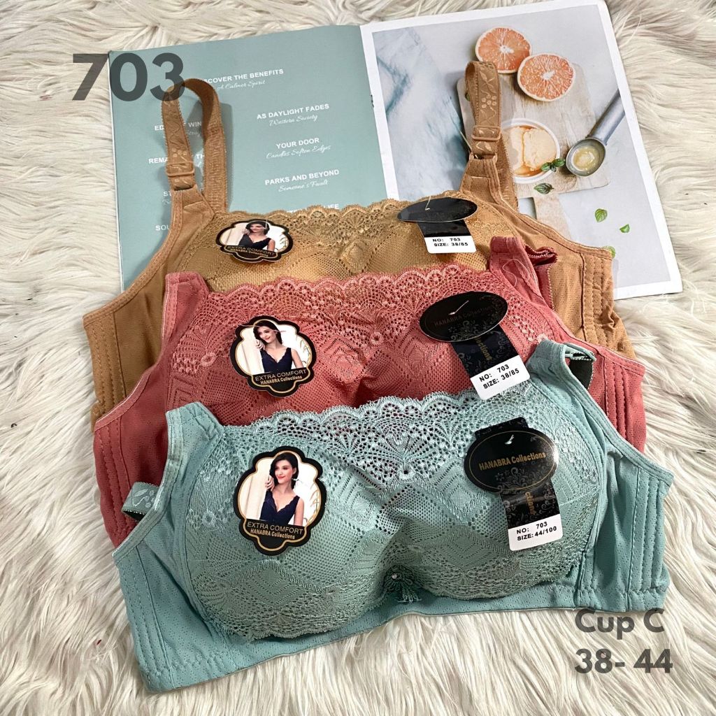 3 PCS BRA KEMBEN HANABRA ART 703 TANPA KAWAT BUSA TIPIS
