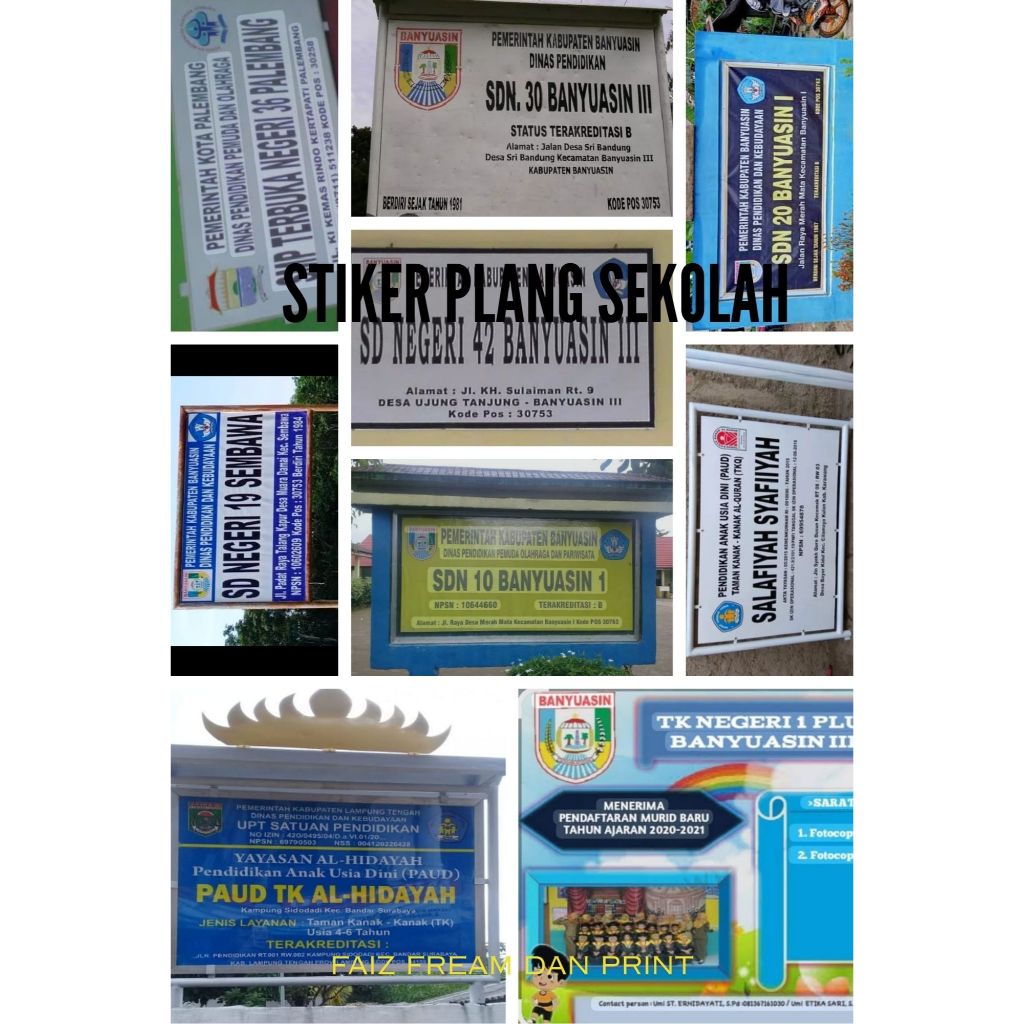 Stiker Plang Sekolah Premium Anti Air Desain Rapi Tahan Lama Cocok untuk Papan Nama Ruang Kelas & Ka