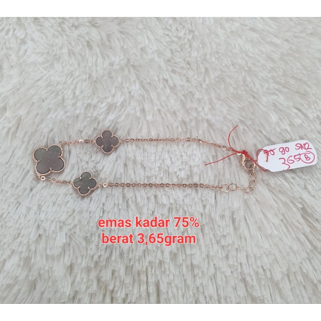 gelang italy bunga hitam abu" 1besar 2kecil New Arrival emas kadar 75% berat 3,65gram