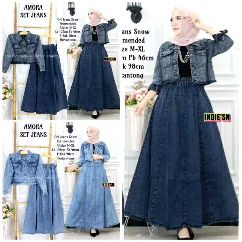 AMORA SET JEANS / Set Jeans Wanita Terbaru Dan Elegan
