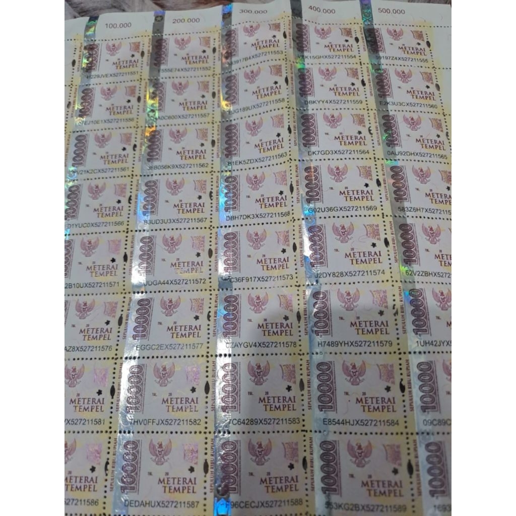 harga 1lembar materai tempel 10.000 materai asli pos indonesia kertas materai 10000
