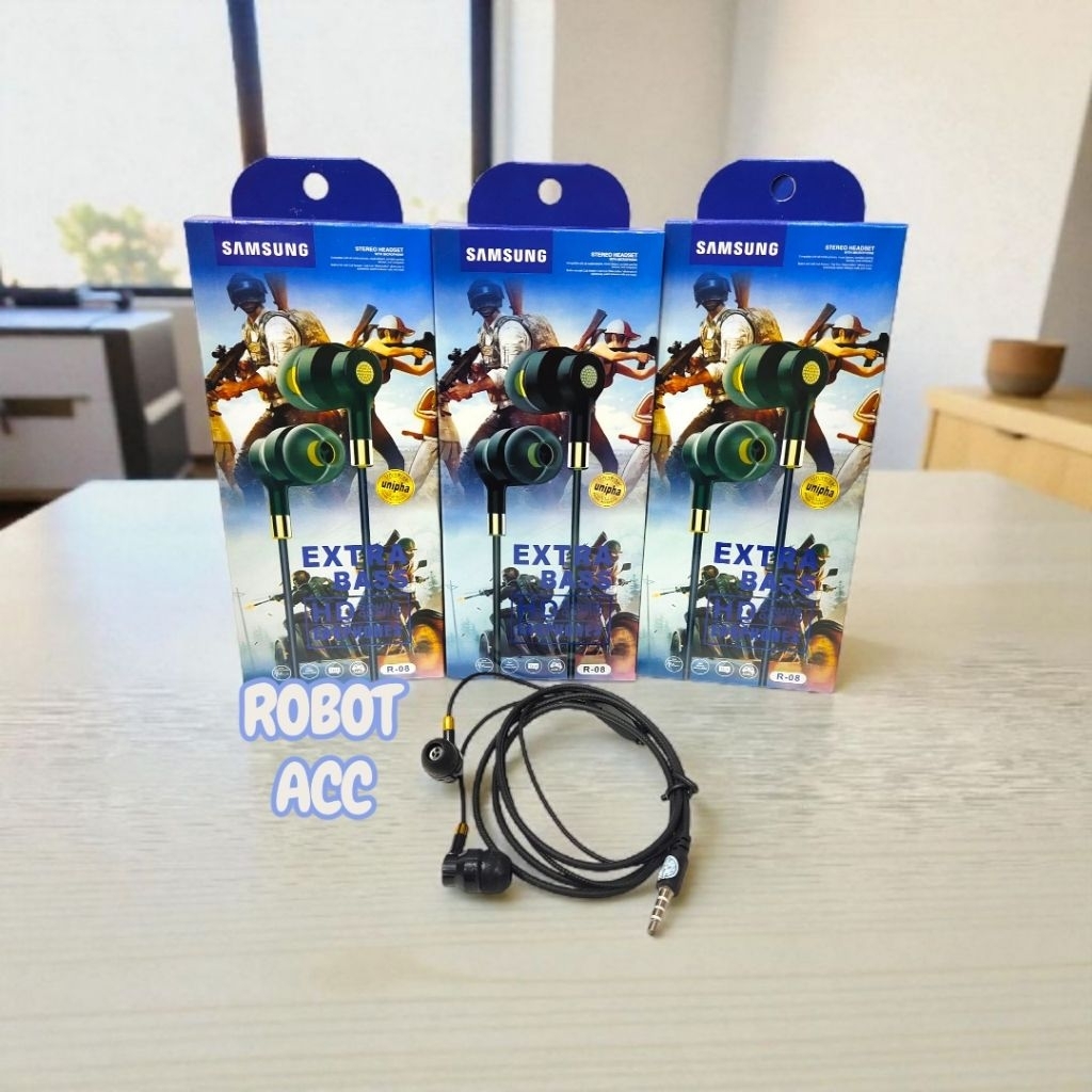 Headset Samsung R-08 Bass Handset Hansfree HF Samsung R-08 Bass Earphone Samsung R08 Mic