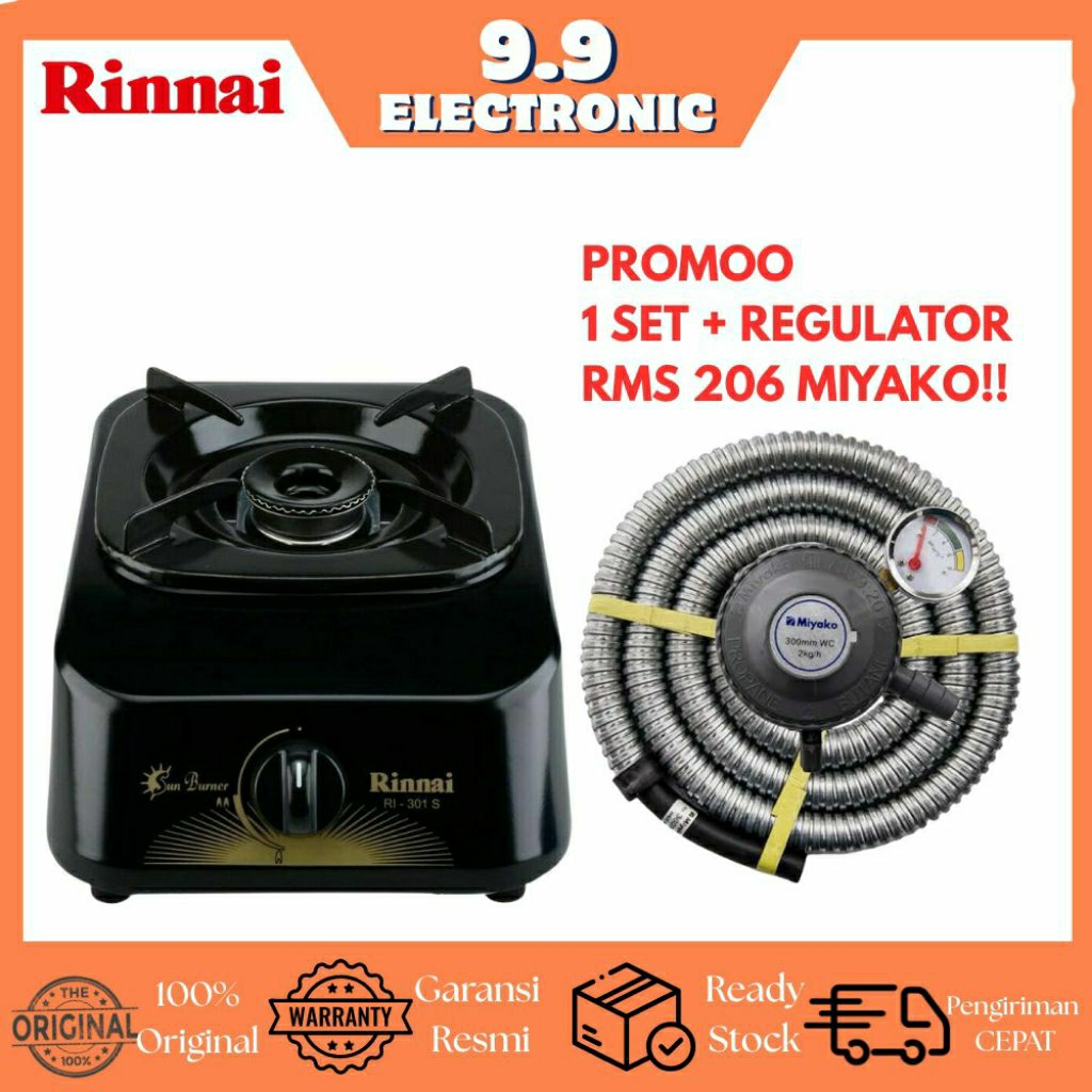 [COD] RINNAI Kompor Gas 1 TUNGKU Teflon RI 301 S 1 TUNGKU / Jumbo - GARANSI RESMI 1 TAHUN ORIGINAL 1
