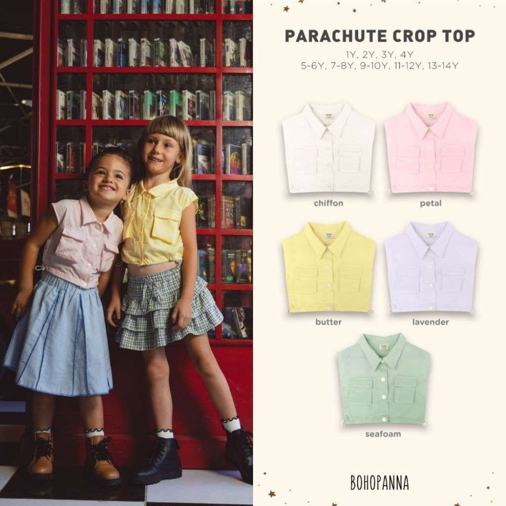 BOHOPANNA - PARACHUTE CROP TOP BOHOPANNA - BAJU ANAK PEREMPUAN - BAJU ANAK - BAJU CROP ANAK - PAKAIA