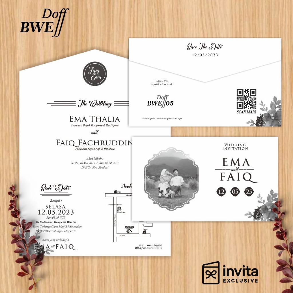 CETAK UNDANGAN PERNIKAHAN SEMI AMPLOP MURAH - UNDANGAN NIKAH MODEL AMPLOP BWE - KARTU UNDANGAN FOTO 