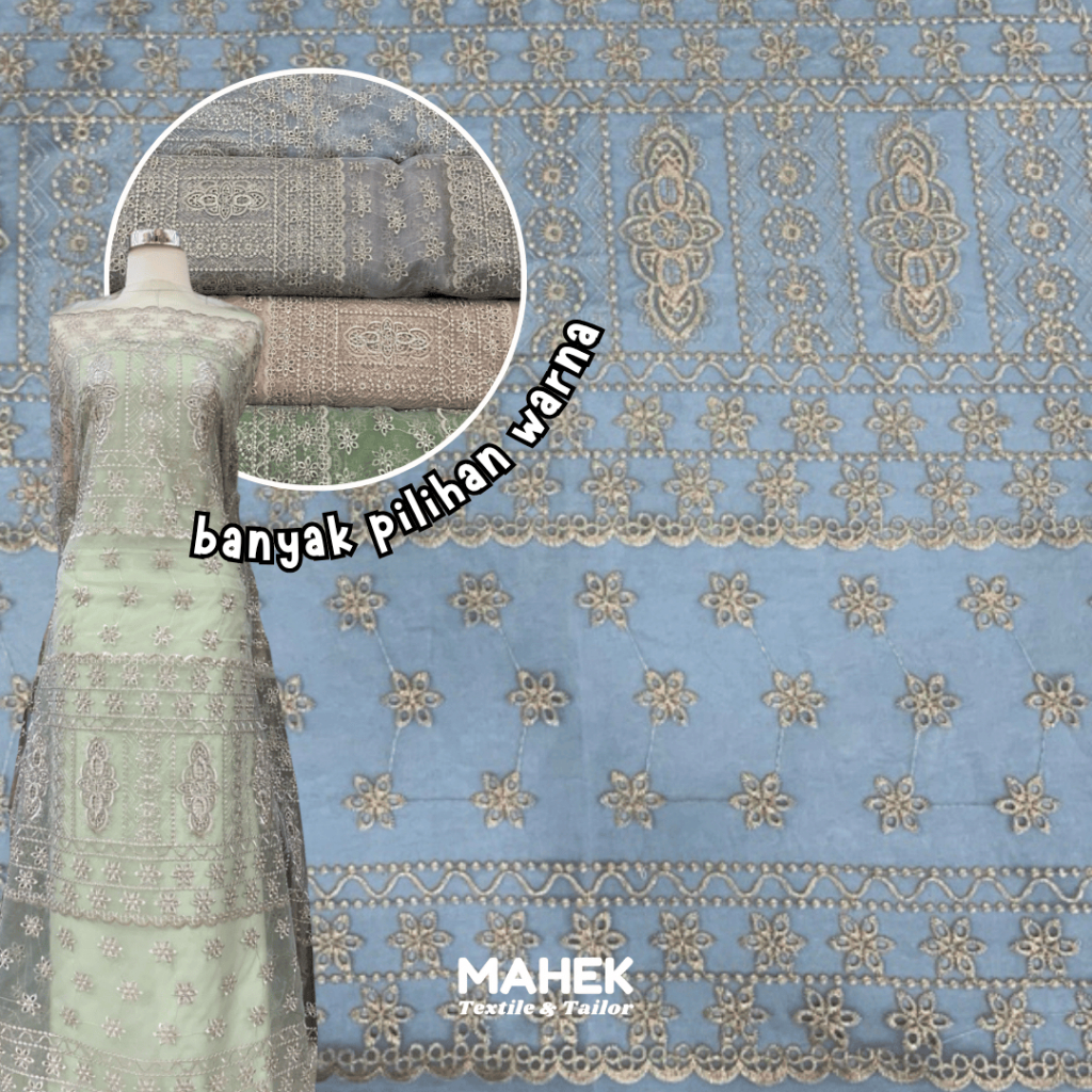 Kain Organza / Kain Bordir / Organza Etnik / Organza Motif Sapto / Kain Bordir Organza / Kain Kekini