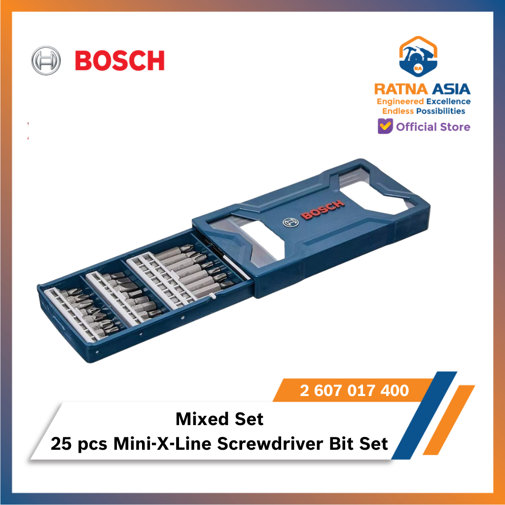 Bosch X-Line 25 Pcs Set Mata Obeng Bor / Screwdriver Bit Set Mini Original