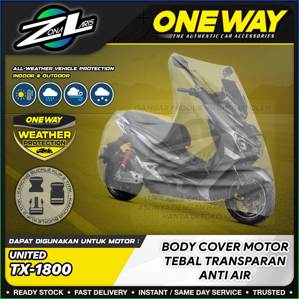 Sarung Cover Motor Plastik Transparan UNITED TX1800 TX 1800 / T1800 T 1800 Outdoor Tebal ANTI AIR WA