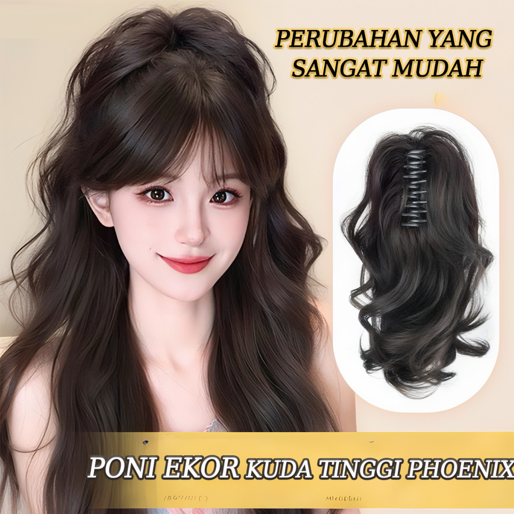 Wig Lurus Hairclip Korea Cepol Rambut lurus Jepit Rambut Palsu Glossy Kerja Wig rambut palsu wanita 