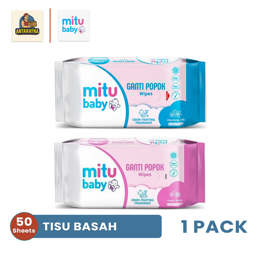 Mitu Baby Tisu Basah Ganti Popok 1 Pack 50 Sheet Wet Wipes