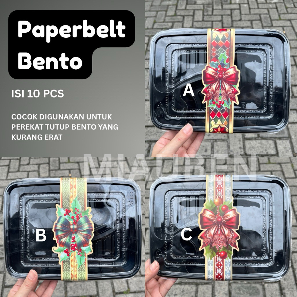 (10lembar) paperbelt box bento sleeve bento motif pita kado
