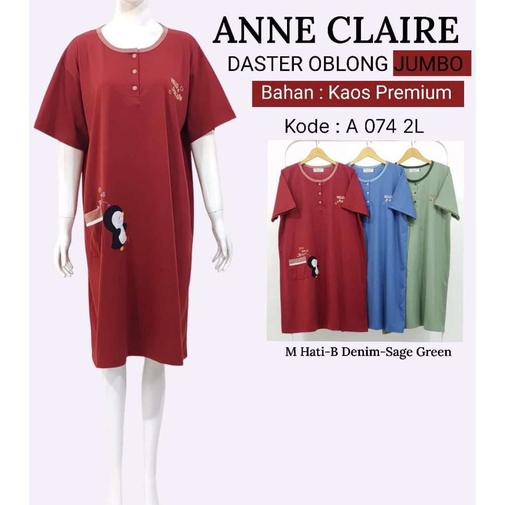 Daster Jumbo Size XL 2L MERK ANNE CLAIRE TERMURAH , Daster Dewasa Halus dan Nyaman