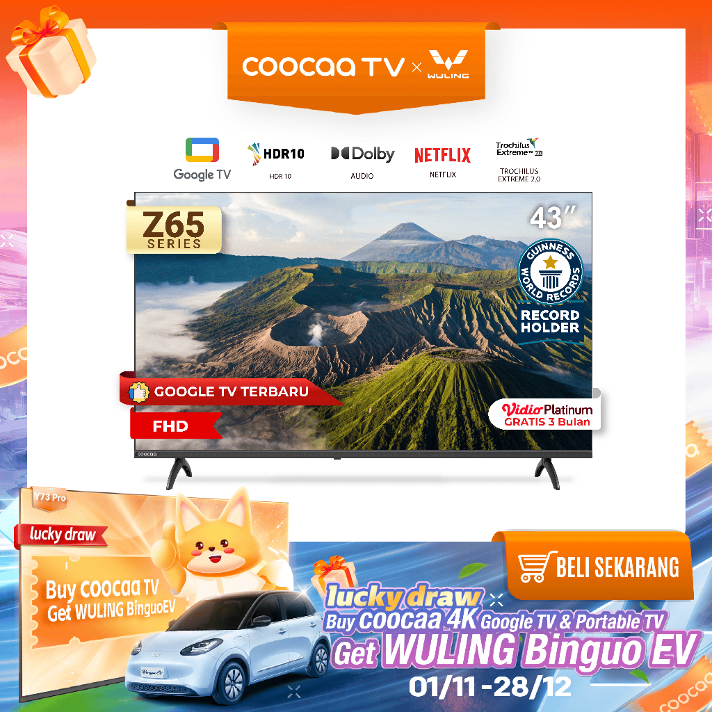 COOCAA LED Google TV 43 inch 43Z55 FHD Series