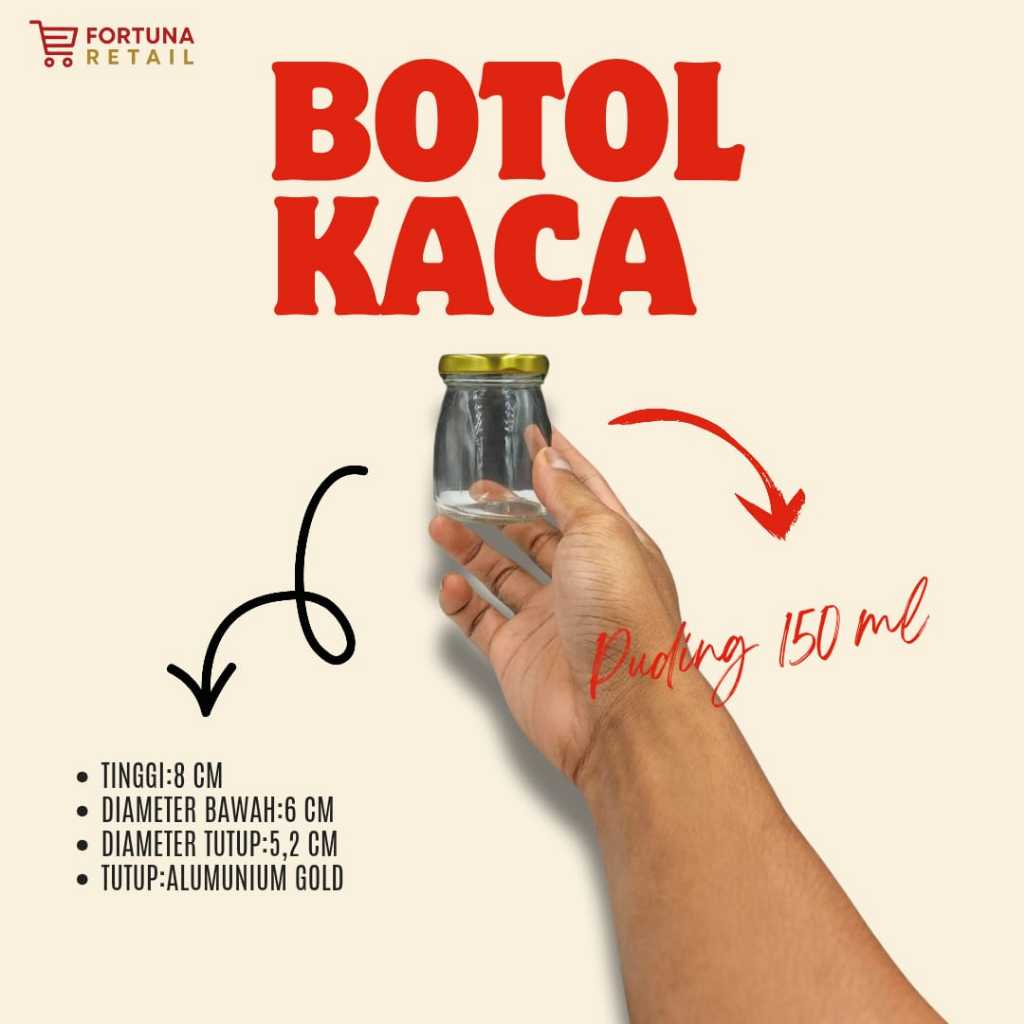 JKPD 150/JAR KACA PUDING 150 ML/BOTOL KACA MADU 150/TUTUP ALUMUNIUM GOLD