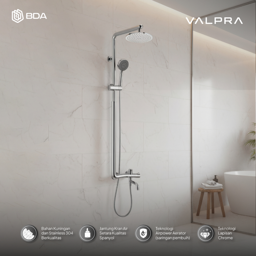 Valpra Shower Kamar Mandi Set Shower Set Tiang Shower Mandi Panas Dingin V CL 83009