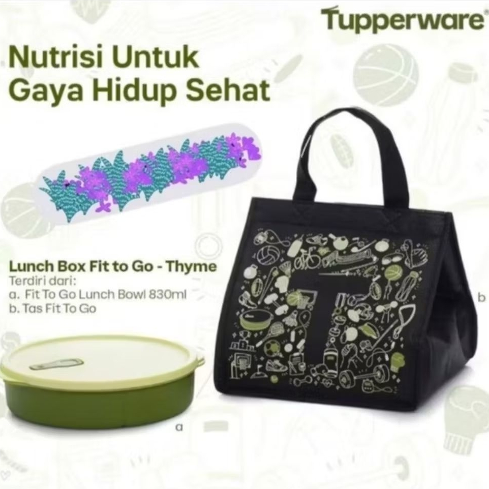 Tupperware Fit To Go green SET / Tosca SET Lunch Box  blue Orange tempat bekal anak wadah bawa bekal