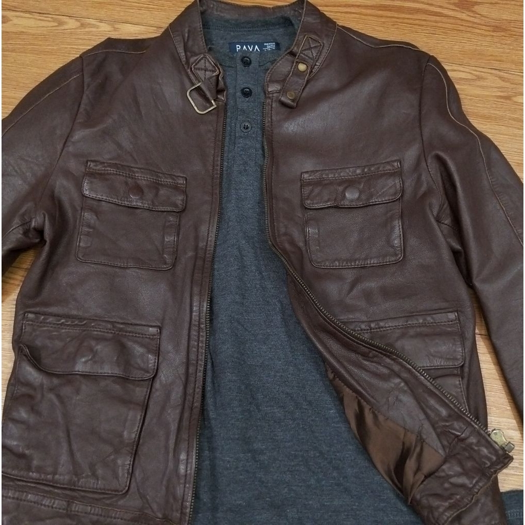 Jaket kulit TRUCKER , kulit domba asli