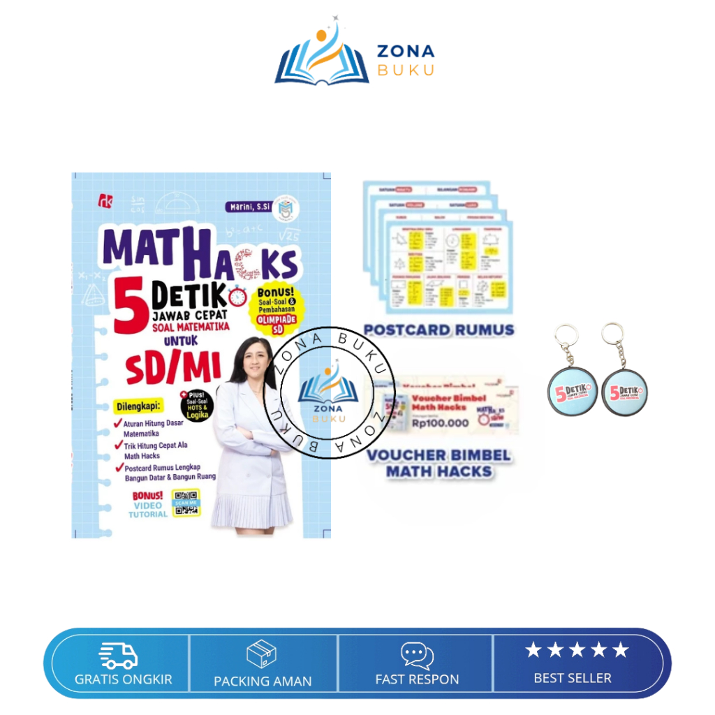 Buku Math Hacks 5 Detik Jawab Cepat Soal Matematika Untuk SD MI Aturan Hitung Dasar Matematika