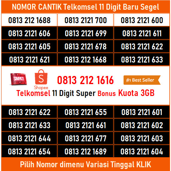 Kartu Perdana Telkomsel Simpati 11 Digit Nomor Cantik 5G 4G free Kuota 3GB