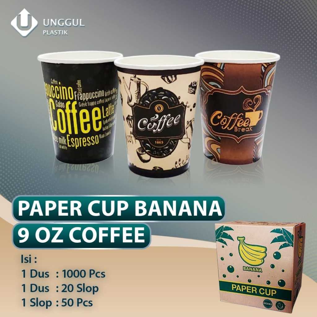 [50pcs]Paper cup Motif + Lid Cup / Gelas Kertas Kopi Tebal + Tutup 4oz 6.5oz 8oz
