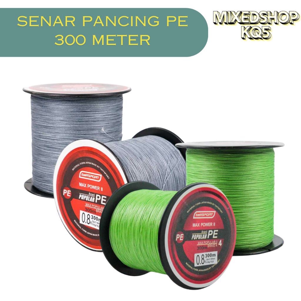 TAFFSPORT BENANG SENAR TALI PANCING PE FISHING BRAIDED THICK LANE || PE X4 300 METER || SENAR NILON 