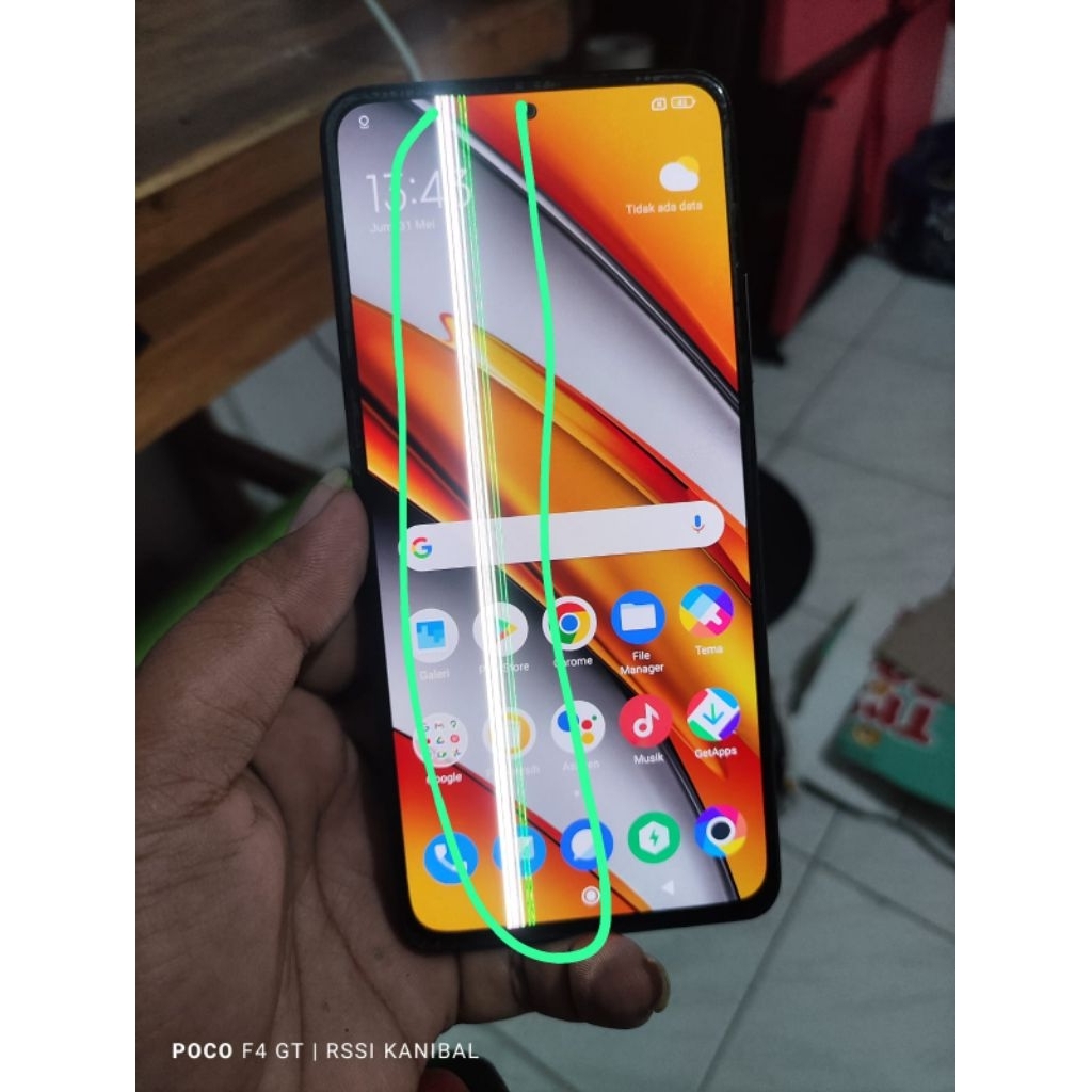 LCD POCO F3 COPOTAN MINUS LAYAR GARIS