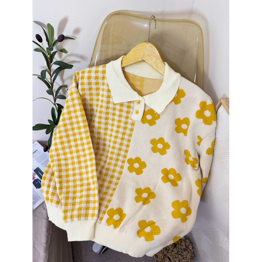 𝐍𝐚𝐫𝐚 [Dessy] Polo Sweater Korea | Baju Oversize | Sweater ala Korea | Baju Wanita