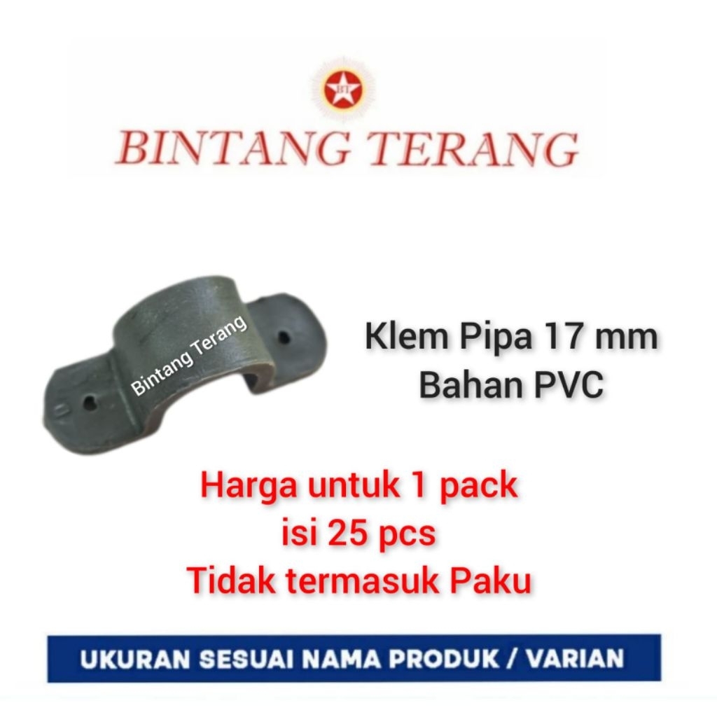 Klem Pipa Listrik 5/8 - 17 mm - isi 25 pcs / Klem Omega Conduit PVC / Penjepit Pengait Pipa Listrik 