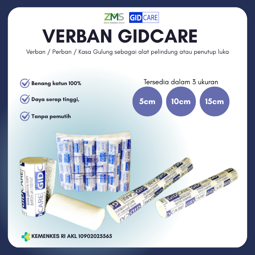 GIDCARE Perban Gulung Hidrofil 10cm /Verban / Kasa Gulung
