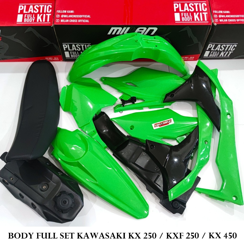 BODY FULL SET Kawasaki KX 250 KXF 250 KX 450 HIJAU Milan Trail Custom GTX MX KLX CRF DTRACKER 150