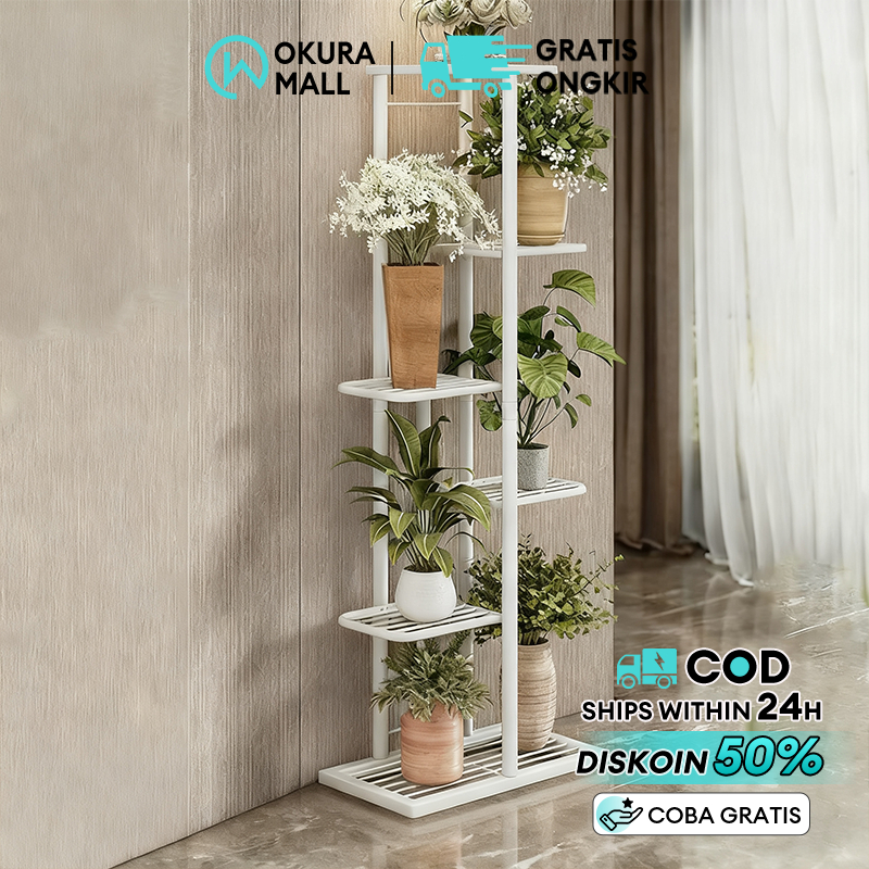 Rak Pot Bunga Rak Bunga Besi Rak Susun Penyimpanan Pot Bunga Besi Standing Pot Susun 3/6/8