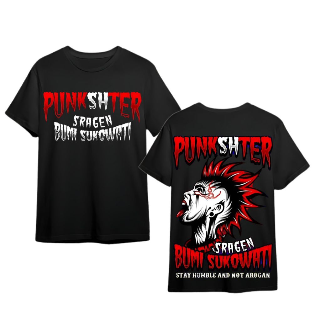 kaos punkshter bumi Sukowati sragen warna hitam - stay Humble n not Arogant