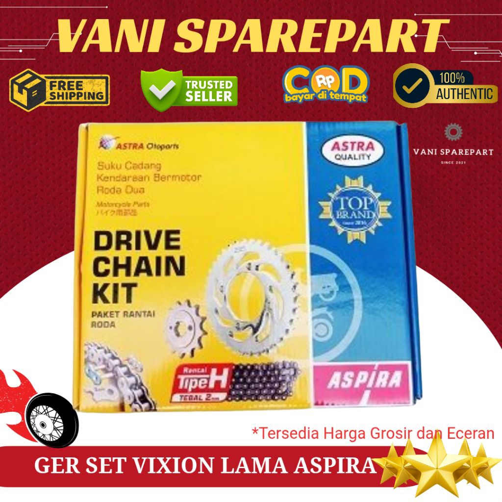 GEAR SET GEAR GER DEPAN BELAKANG RANTAI SET VIXION OLD LAMA ASPIRA