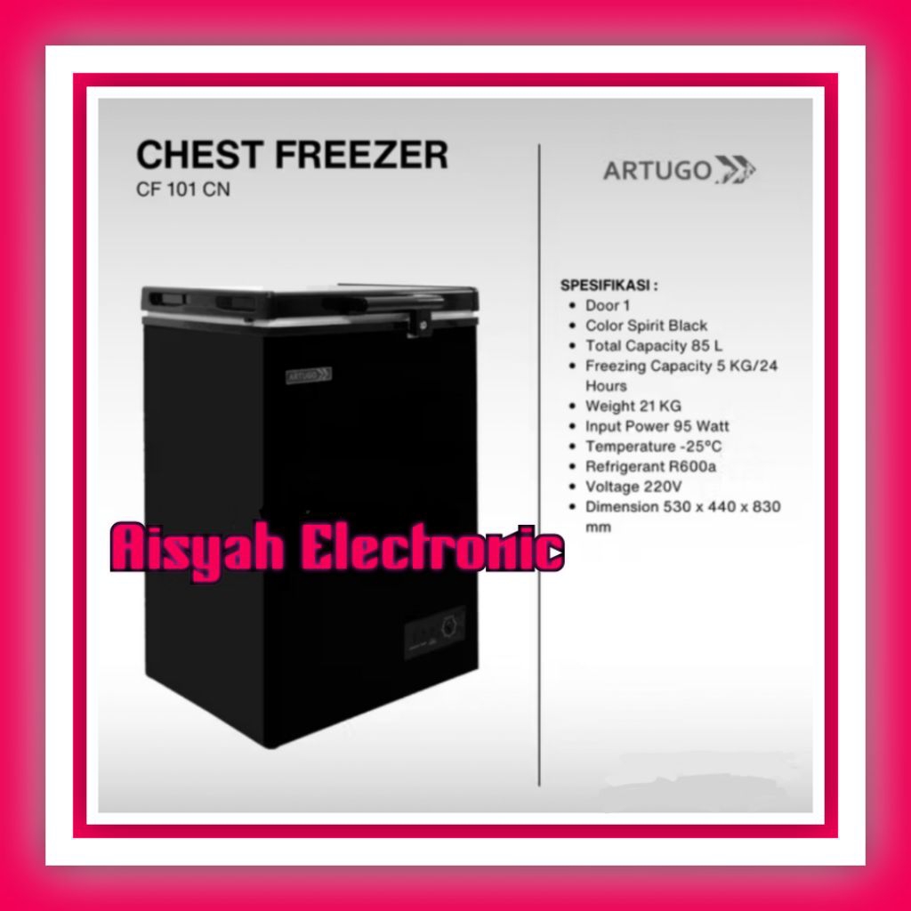 CHEST FREEZER ARTUGO 100 LITER CF-101CN BLACK SERIES GARANSI 5 TAHUN