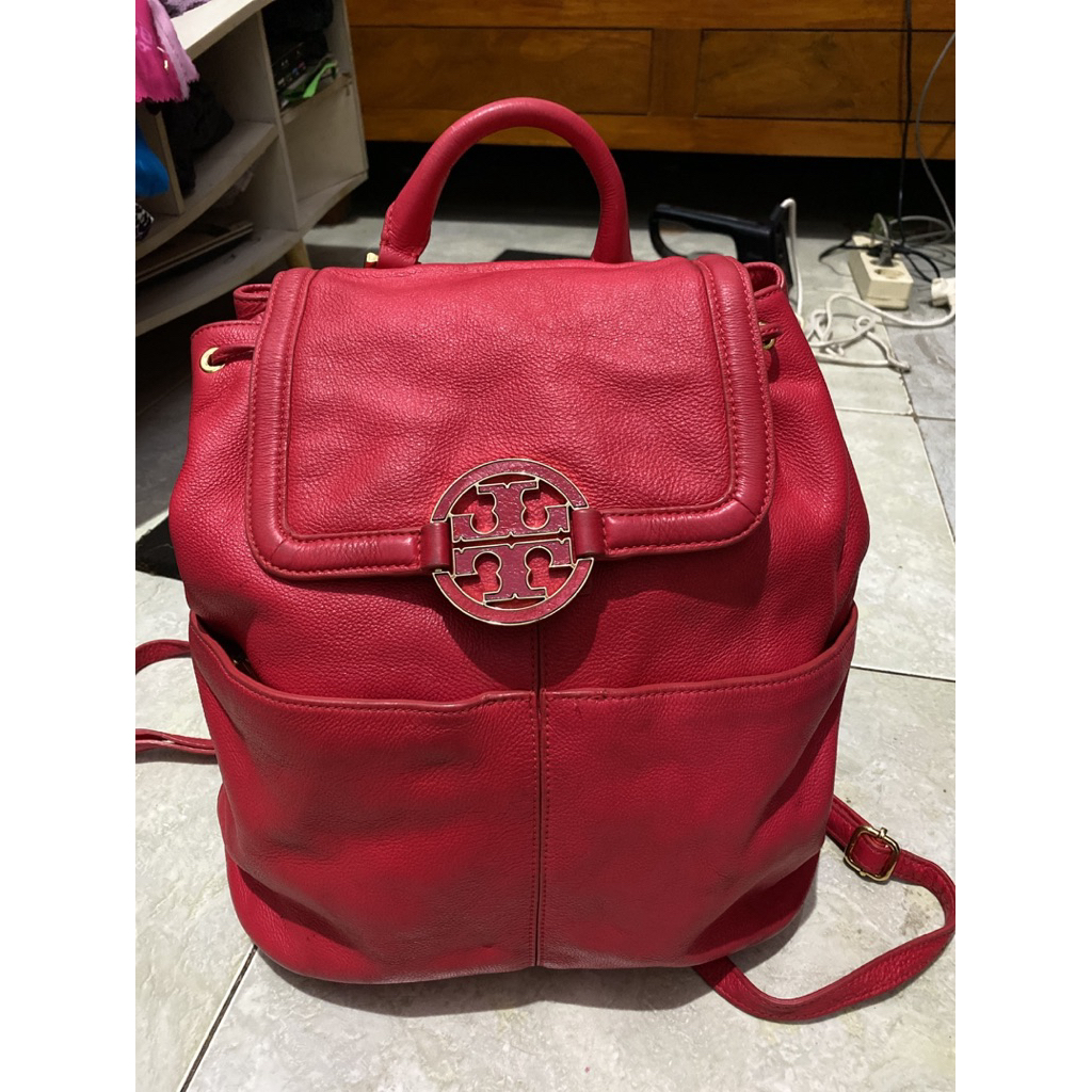 preloved ransel tory burch fucia rare