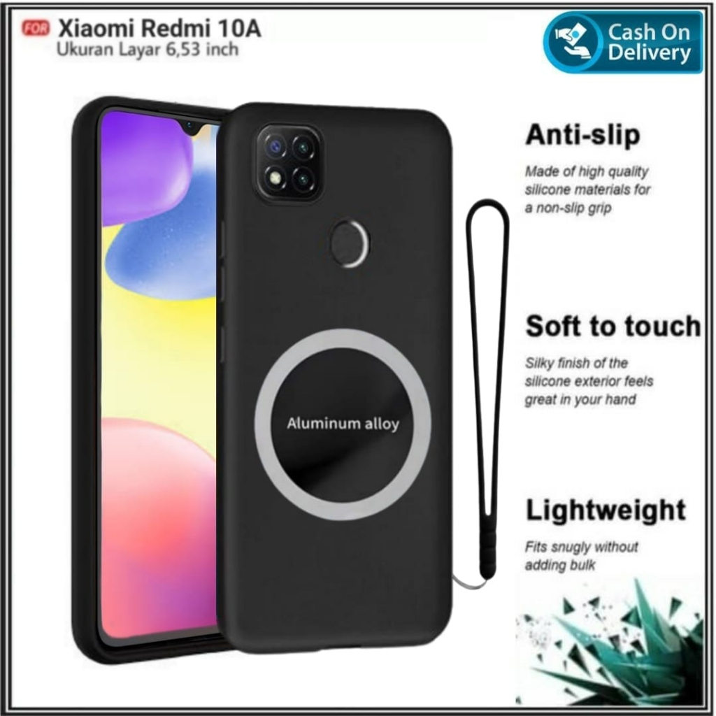 Soft Case Redmi 10A Soft Case Black Matte Premium & Magnetic Ring Cover
