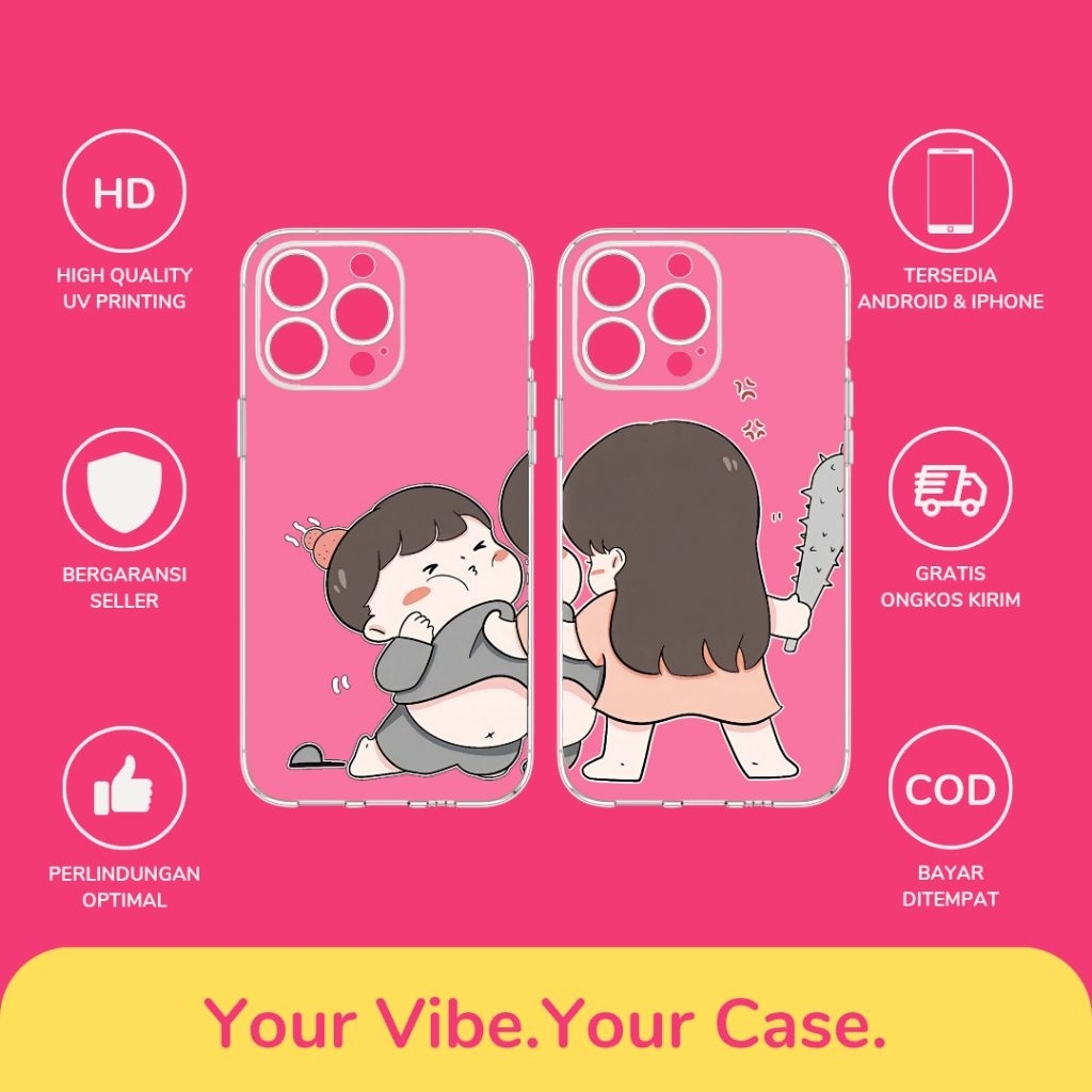 Custom Case Couple Desain Stick Untuk All Type Hp Bahan Softcase Anticrack Lucu Cute Casing Cassing 