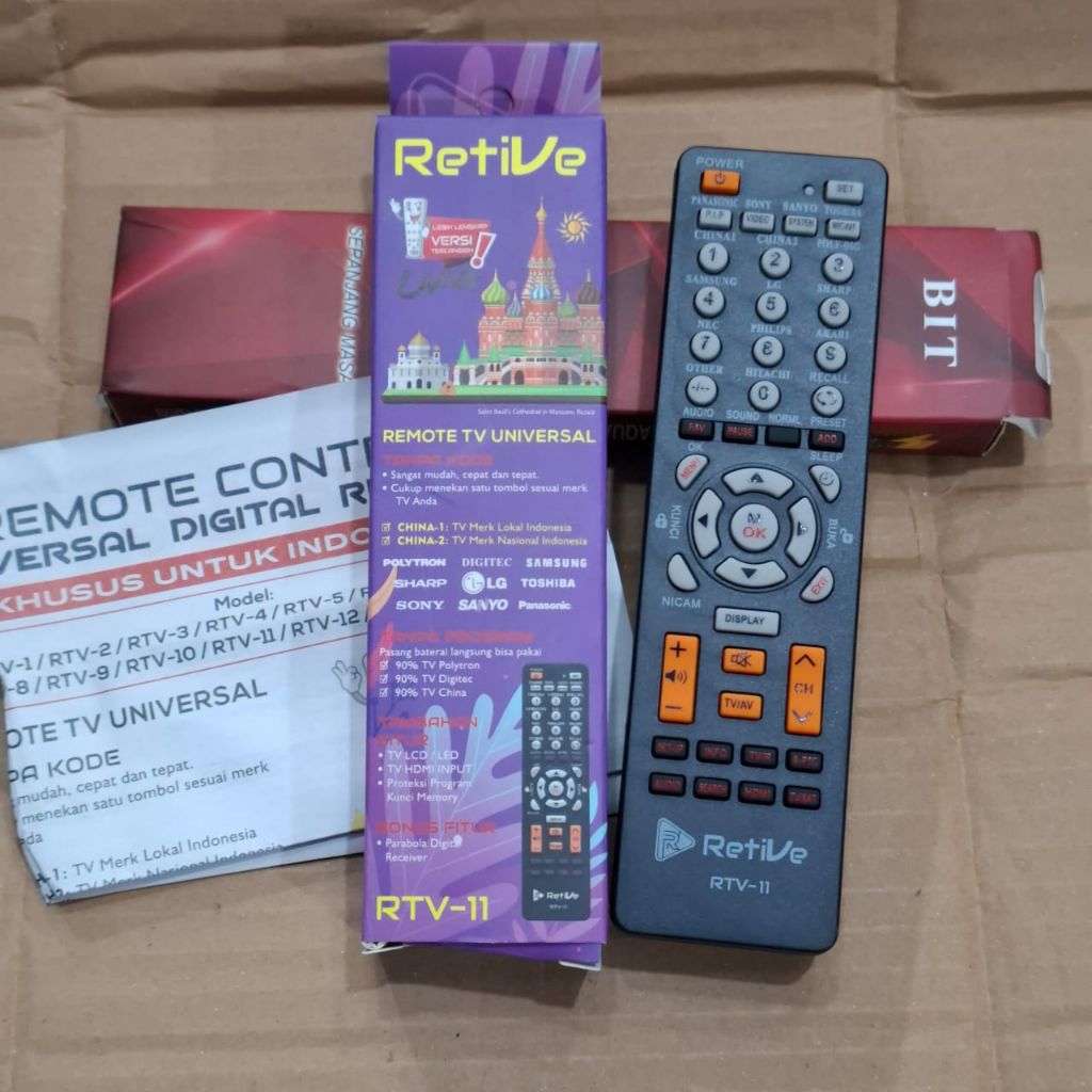 Remot TV universal dengan kode by retive remote televisi multi berbagai merek