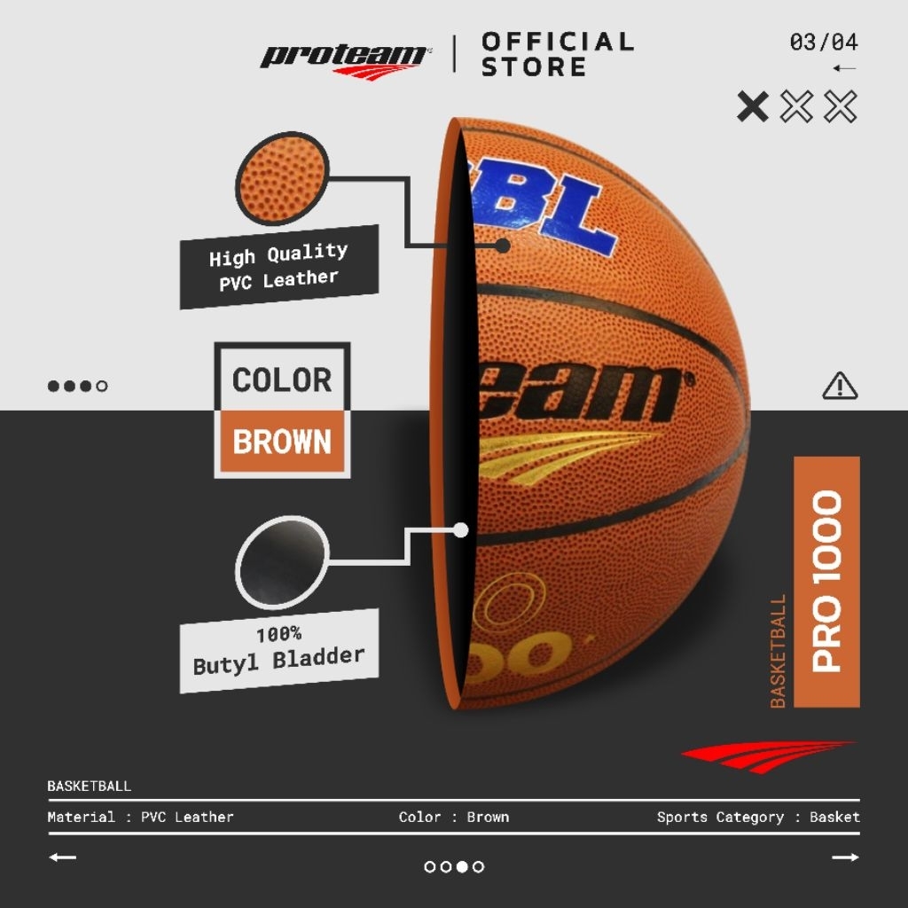 Bola Basket Proteam DBL Pro 1000 No.7 Indoor Outdoor