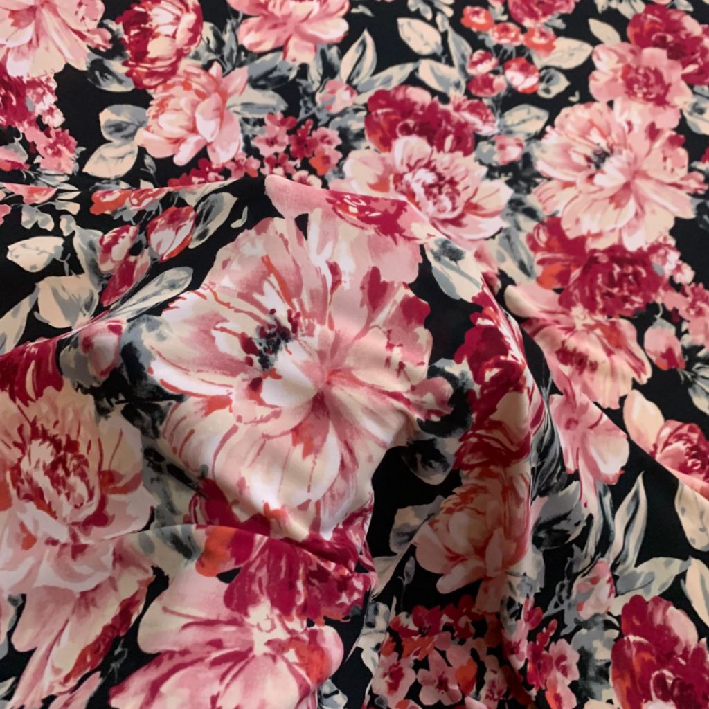 kain Zara crepe motif bunga - kain crepe motif bunga - kain crepe premium motif bunga besar