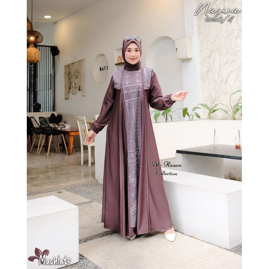 NASWA Gamis Bahan Marina Silk mix Brukat Tulle ORI by Al-Hasan Collection// Naswa Dress ORI by Al-Ha
