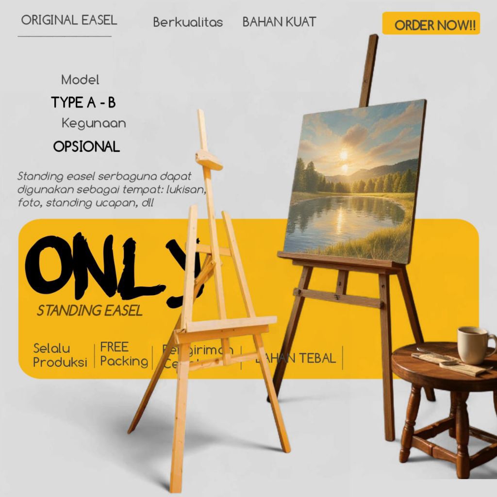 Standing Easel Kaki Besar | Bahan TEBAL | STANDAR LUKIS/DEKORASI